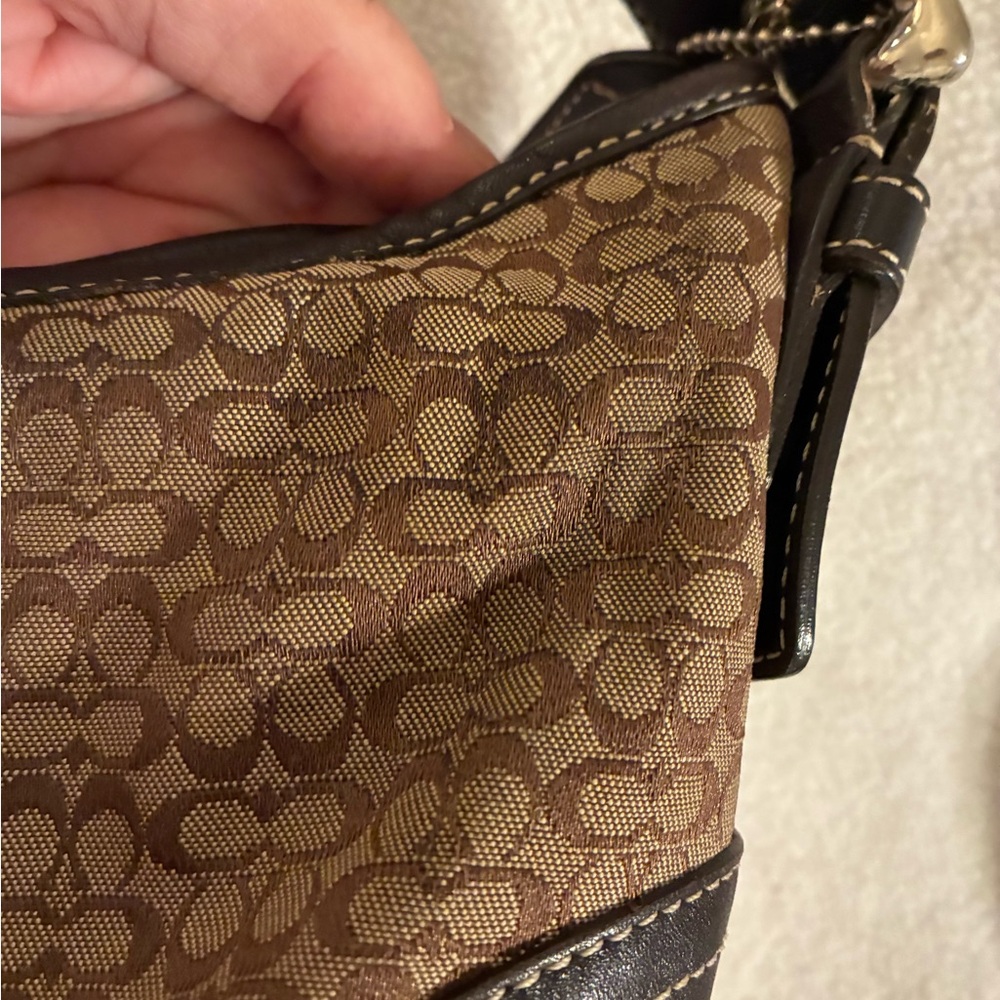 Vintage COACH Soho Brown Leather Khaki Y2K Mini Signature C Hobo #6351 EUC - Picture 9 of 13